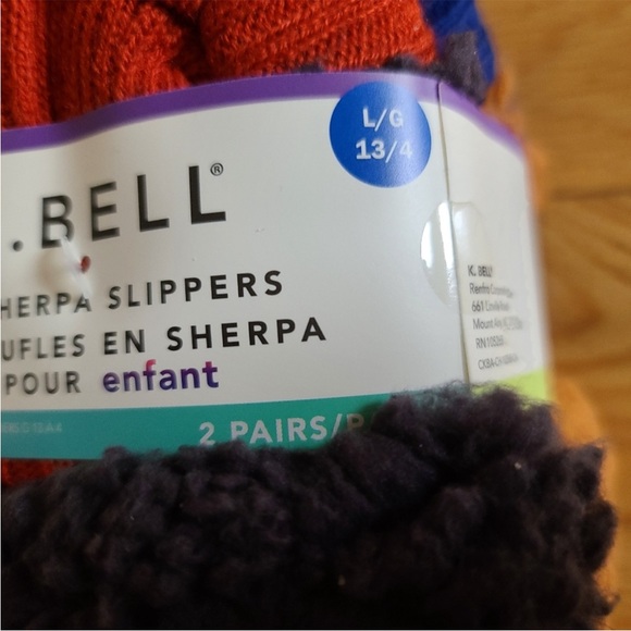 K. Bell Kids Sherpa Slippers, 2 Pack, Monkey and Bear - Picture 6 of 7